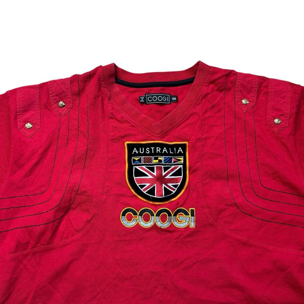 VTG Coogi Australia T Shirt Mens 3XL Red V-Neck Embroidered Casual